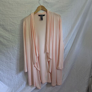 Rene Rofe Butter Soft Pastel Pink Sleep Cardigan Women's L Pockets Open Front